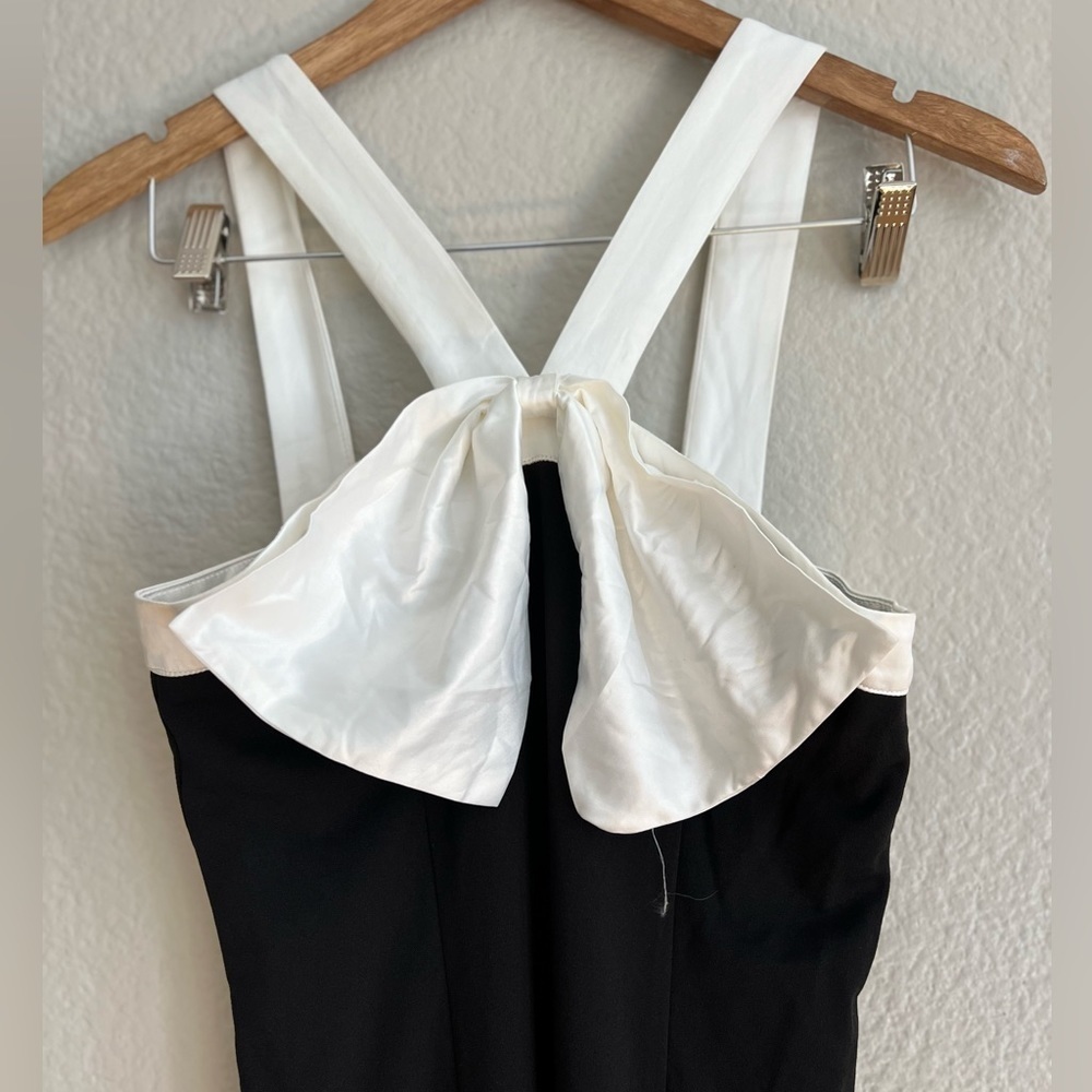 Luxurious Outlook Black and White Bow Mermaid Maxi Dress - Picture 4 of 9